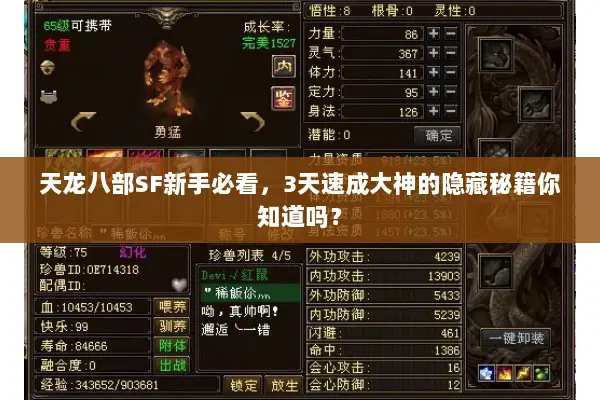 天龙八部SF新手必看，3天速成大神的隐藏秘籍你知道吗？