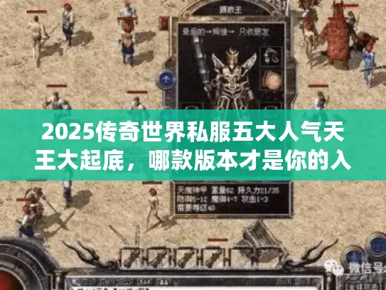 2025传奇世界私服五大人气天王大起底，哪款版本才是你的入坑优选？
