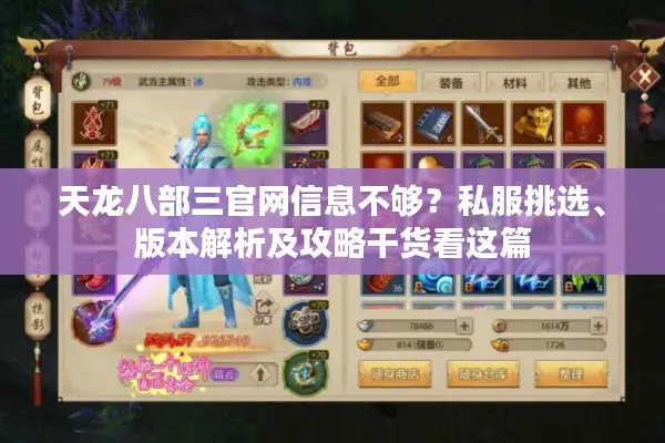 天龙八部三官网信息不够？私服挑选、版本解析及攻略干货看这篇