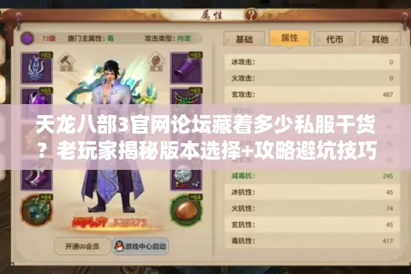 天龙八部3官网论坛藏着多少私服干货？老玩家揭秘版本选择+攻略避坑技巧