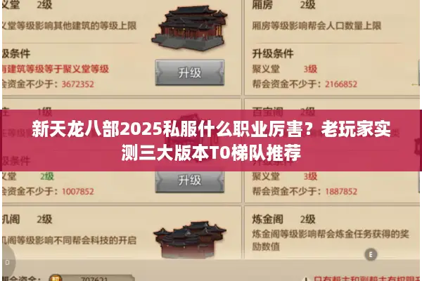 新天龙八部2025私服什么职业厉害？老玩家实测三大版本T0梯队推荐