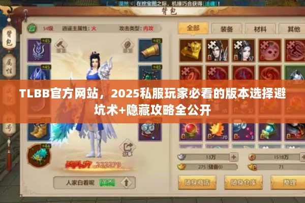 TLBB官方网站，2025私服玩家必看的版本选择避坑术+隐藏攻略全公开