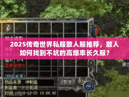 2025传奇世界私服散人服推荐，散人如何找到不坑的高爆率长久服？