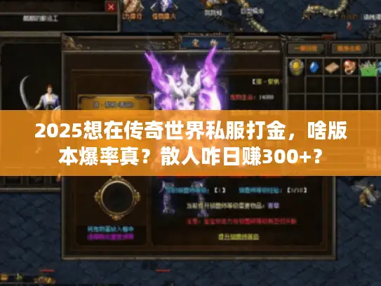 2025想在传奇世界私服打金，啥版本爆率真？散人咋日赚300+？