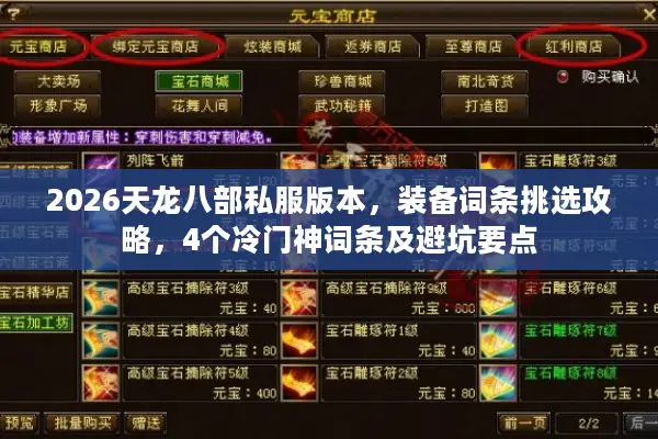 2026天龙八部私服版本，装备词条挑选攻略，4个冷门神词条及避坑要点
