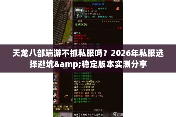 天龙八部端游不抓私服吗？2026年私服选择避坑&稳定版本实测分享