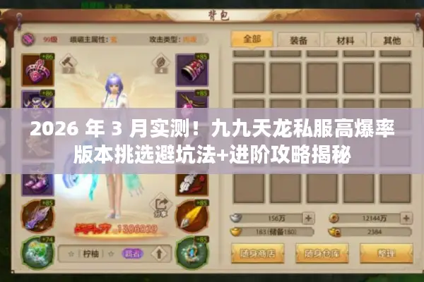 2026 年 3 月实测！九九天龙私服高爆率版本挑选避坑法+进阶攻略揭秘