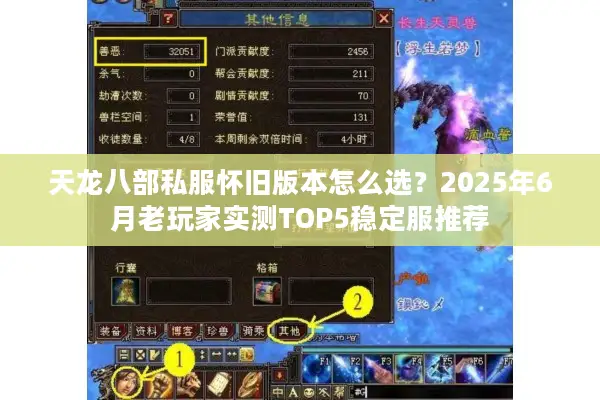 天龙八部私服怀旧版本怎么选？2025年6月老玩家实测TOP5稳定服推荐