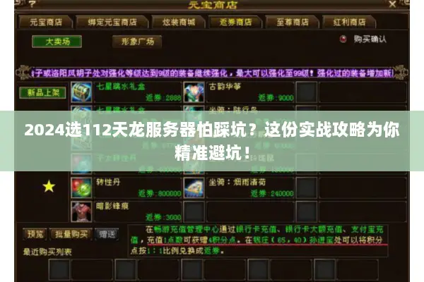 2024选112天龙服务器怕踩坑？这份实战攻略为你精准避坑！