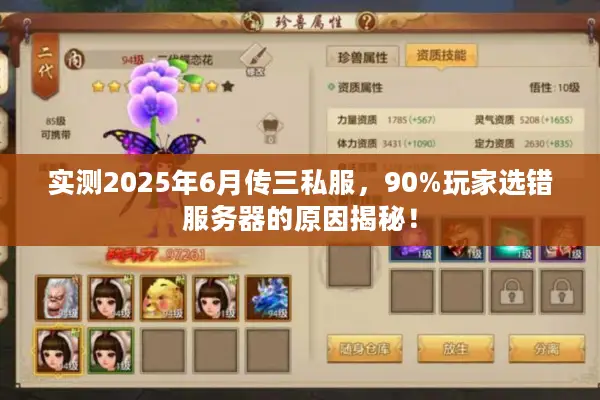 实测2025年6月传三私服，90%玩家选错服务器的原因揭秘！