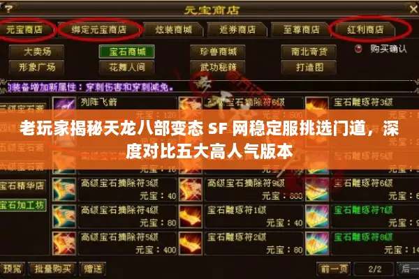 老玩家揭秘天龙八部变态 SF 网稳定服挑选门道，深度对比五大高人气版本