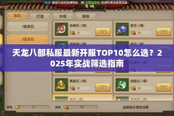 天龙八部私服最新开服TOP10怎么选？2025年实战筛选指南