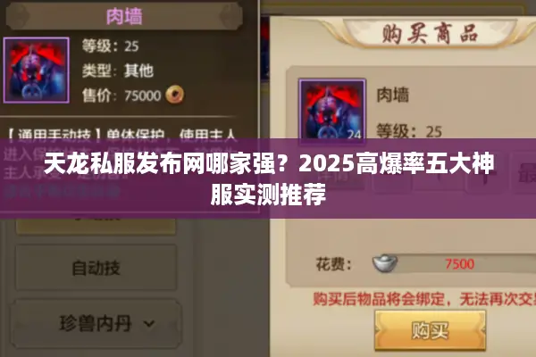 天龙私服发布网哪家强？2025高爆率五大神服实测推荐