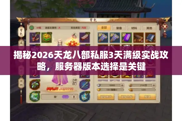 揭秘2026天龙八部私服3天满级实战攻略，服务器版本选择是关键