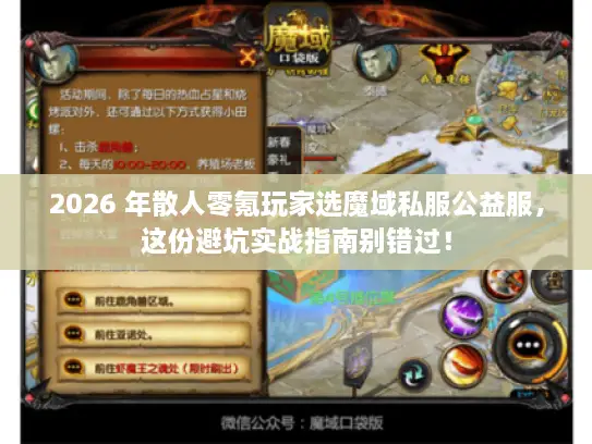 2026 年散人零氪玩家选魔域私服公益服,这份避坑实战指南别错过! 2026 年散人零氪玩家选魔域私服公益服,这份避坑实战指南别错过!