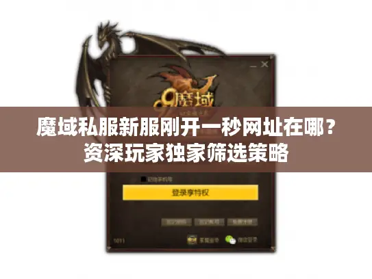 魔域私服新服刚开一秒网址在哪？资深玩家独家筛选策略