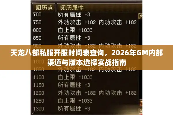 天龙八部私服开服时间表查询，2026年GM内部渠道与版本选择实战指南