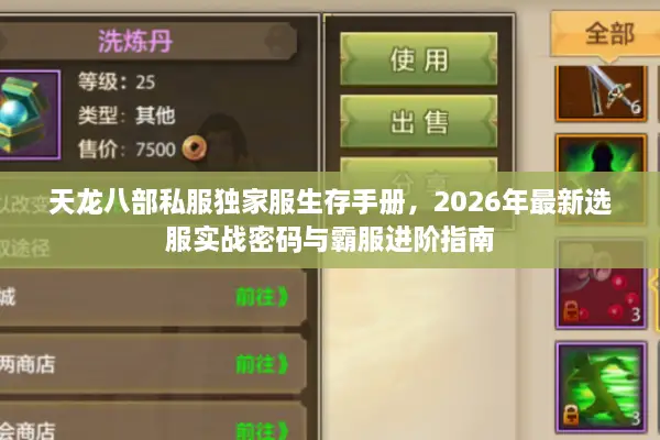 天龙八部私服独家服生存手册，2026年最新选服实战密码与霸服进阶指南