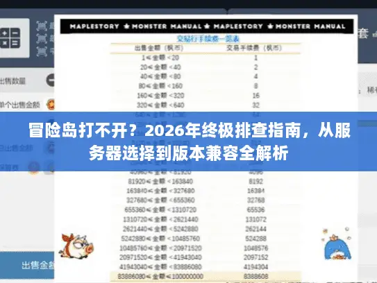 冒险岛打不开？2026年终极排查指南，从服务器选择到版本兼容全解析