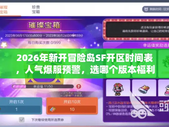 2026年新开冒险岛SF开区时间表，人气爆服预警，选哪个版本福利高？