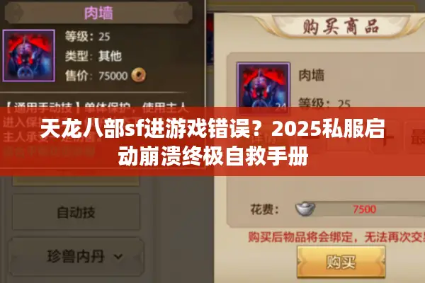 天龙八部sf进游戏错误？2025私服启动崩溃终极自救手册