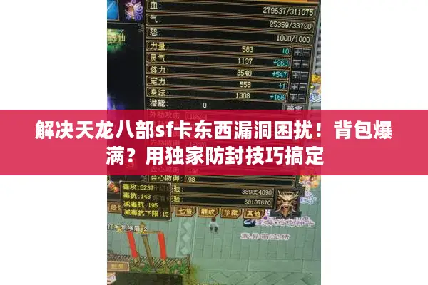 解决天龙八部sf卡东西漏洞困扰！背包爆满？用独家防封技巧搞定