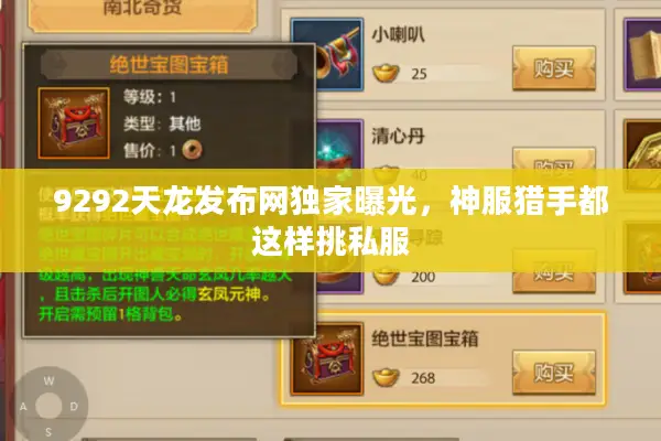 9292天龙发布网独家曝光,神服猎手都这样挑私服 9292天龙发布网独家曝光,神服猎手都这样挑私服