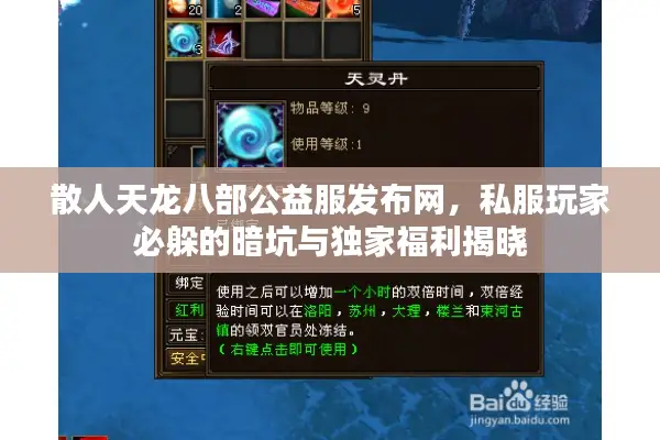 散人天龙八部公益服发布网,私服玩家必躲的暗坑与独家福利揭晓 散人天龙八部公益服发布网,私服玩家必躲的暗坑与独家福利揭晓