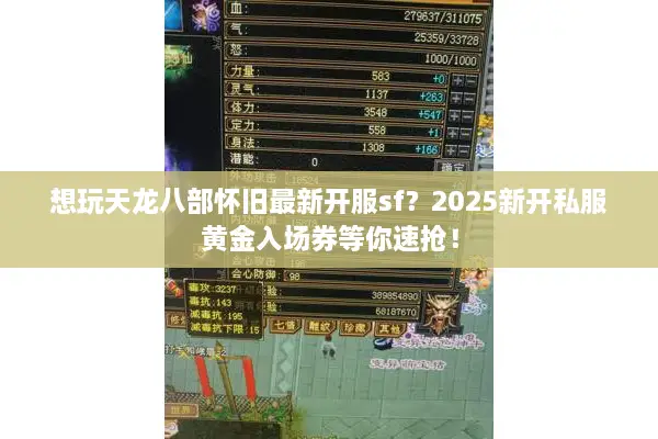 想玩天龙八部怀旧最新开服sf？2025新开私服黄金入场券等你速抢！