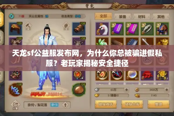 天龙sf公益服发布网，为什么你总被骗进假私服？老玩家揭秘安全捷径