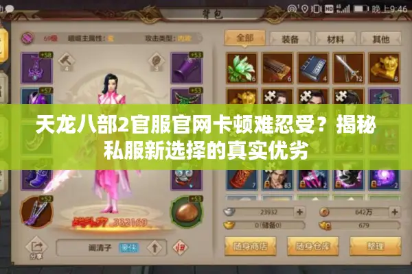 天龙八部2官服官网卡顿难忍受？揭秘私服新选择的真实优劣